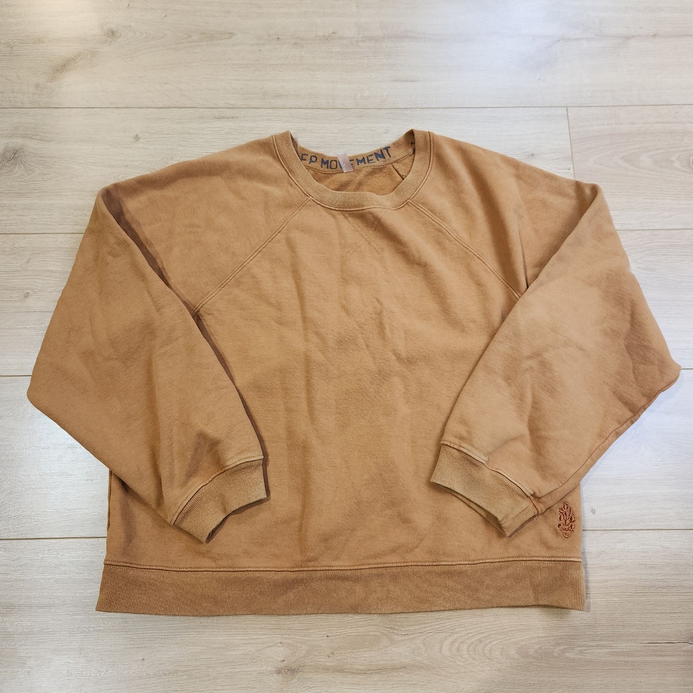 FP Movement Sweatshirt Womens Large Brown Relaxed Fit Terry Crewneck Pullover